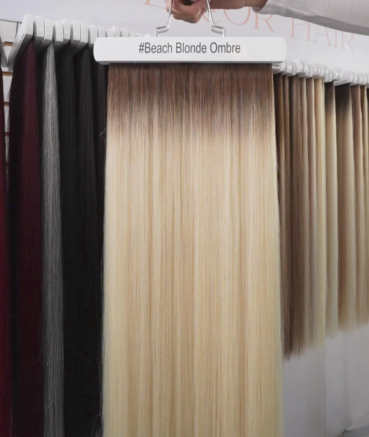 Load video: #Beach Blonde Ombre Invisi Tape Hair Extensions