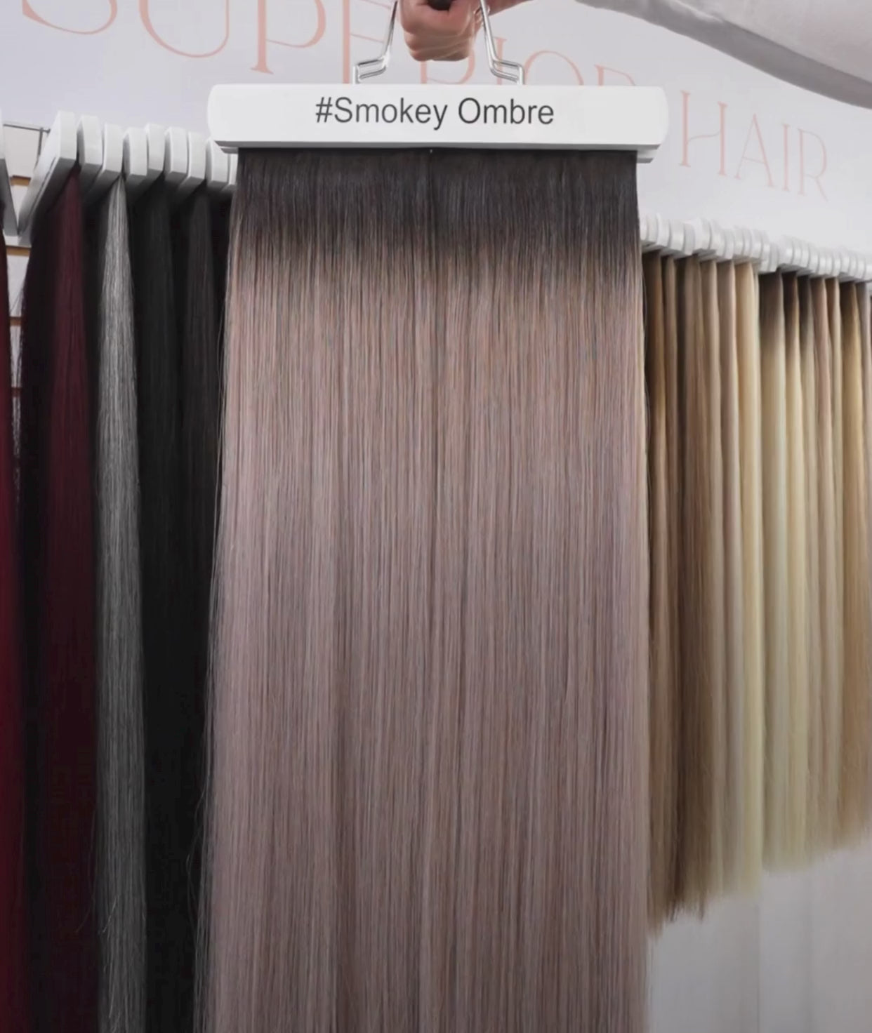Load video: #Smokey Ombre Seamless Tape In Extensions