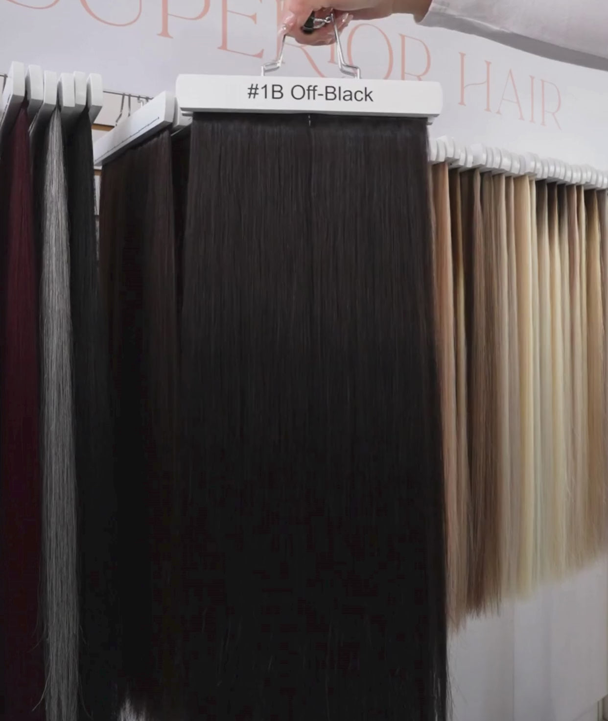 Load video: #1B Off-Black Nano Tip Hair Extensions