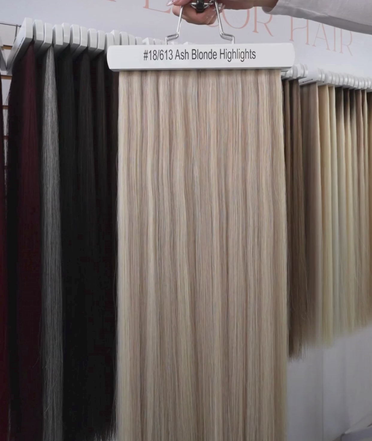 Load video: #18/613 Ash Blonde Highlights Nano Tip Hair Extensions