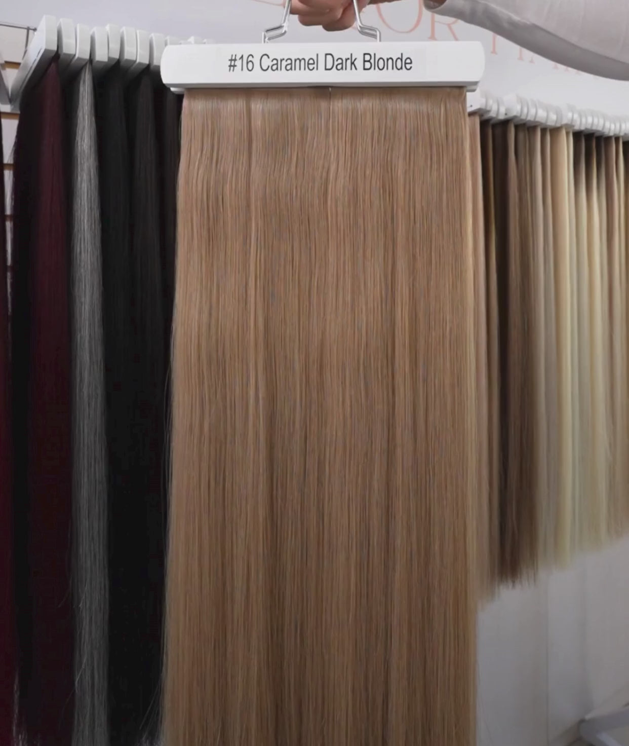 Load video: #16 Caramel Dark Blonde Nano Tip Hair Extensions