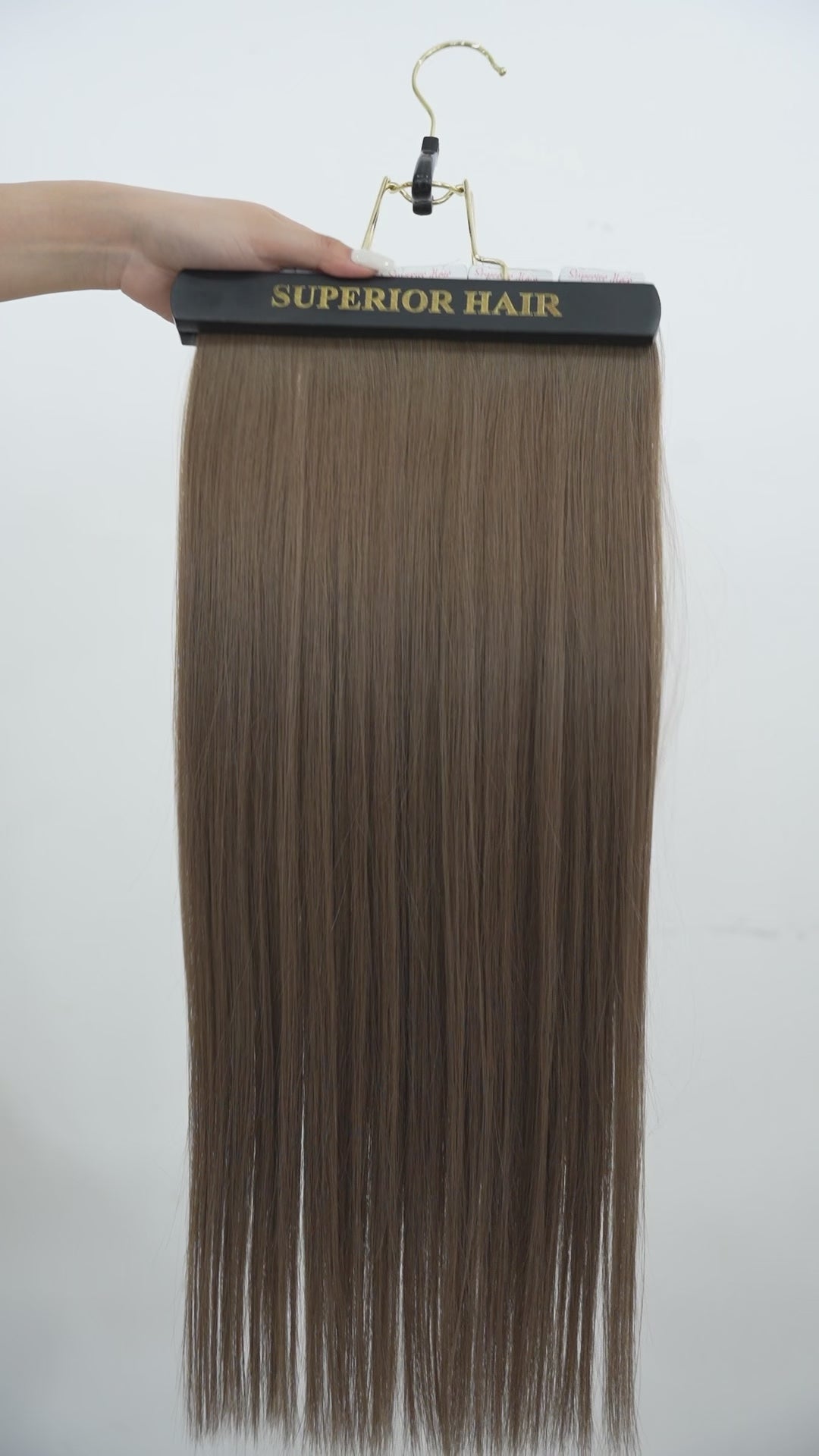 Load video: #5 Dark Ash Brown Seamless Tape In Hair Extensions (NEW)