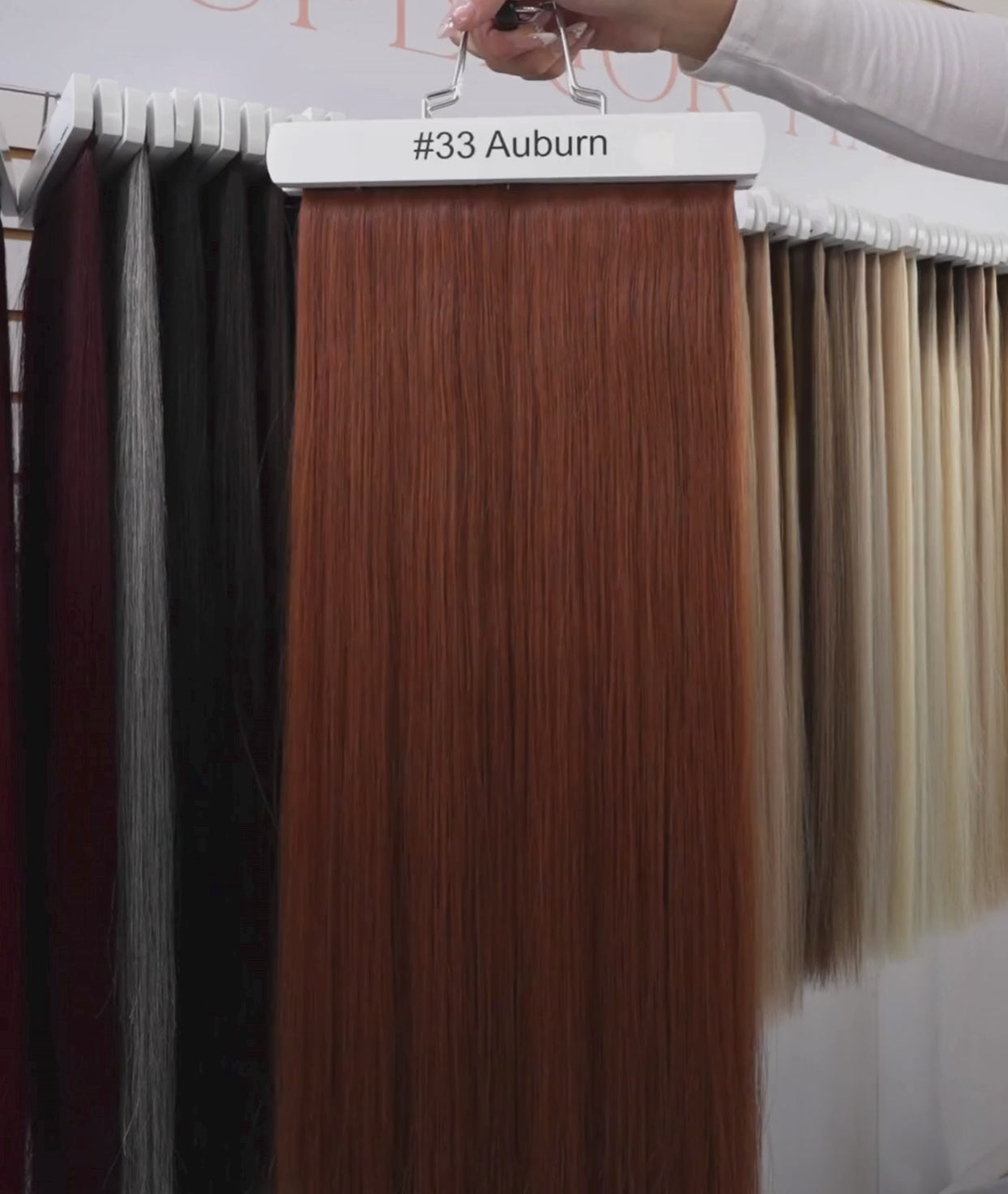 Load video: #33 Auburn Seamless Clip In Hair Extensions