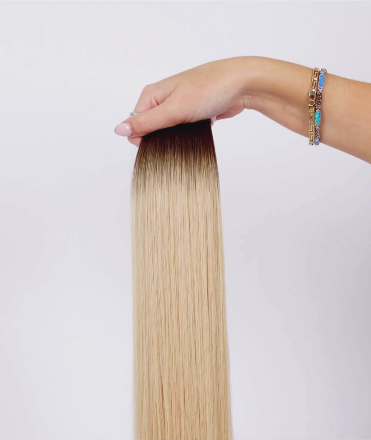Load video: #Rooted Beach Ash Blonde Butterfly Genius Weft Extensions (NEW)
