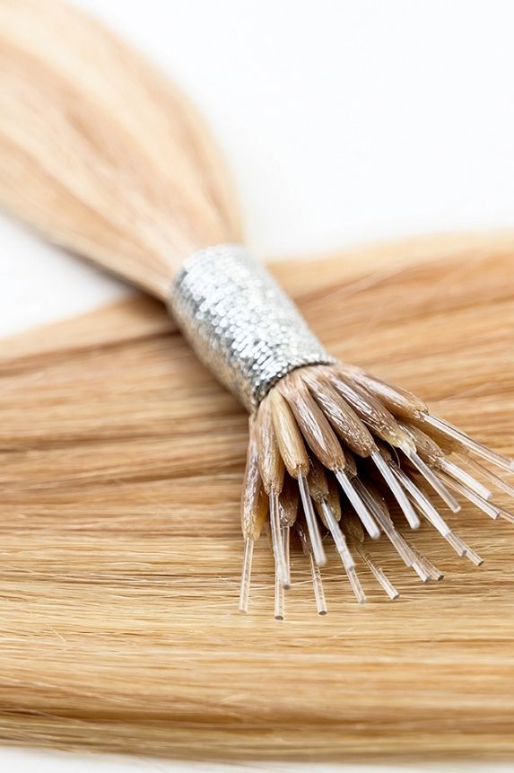 rollover-image. #16/22 Caramel Light Blonde Mix Nano Tip Hair Extensions. Superior Hair Extensions.