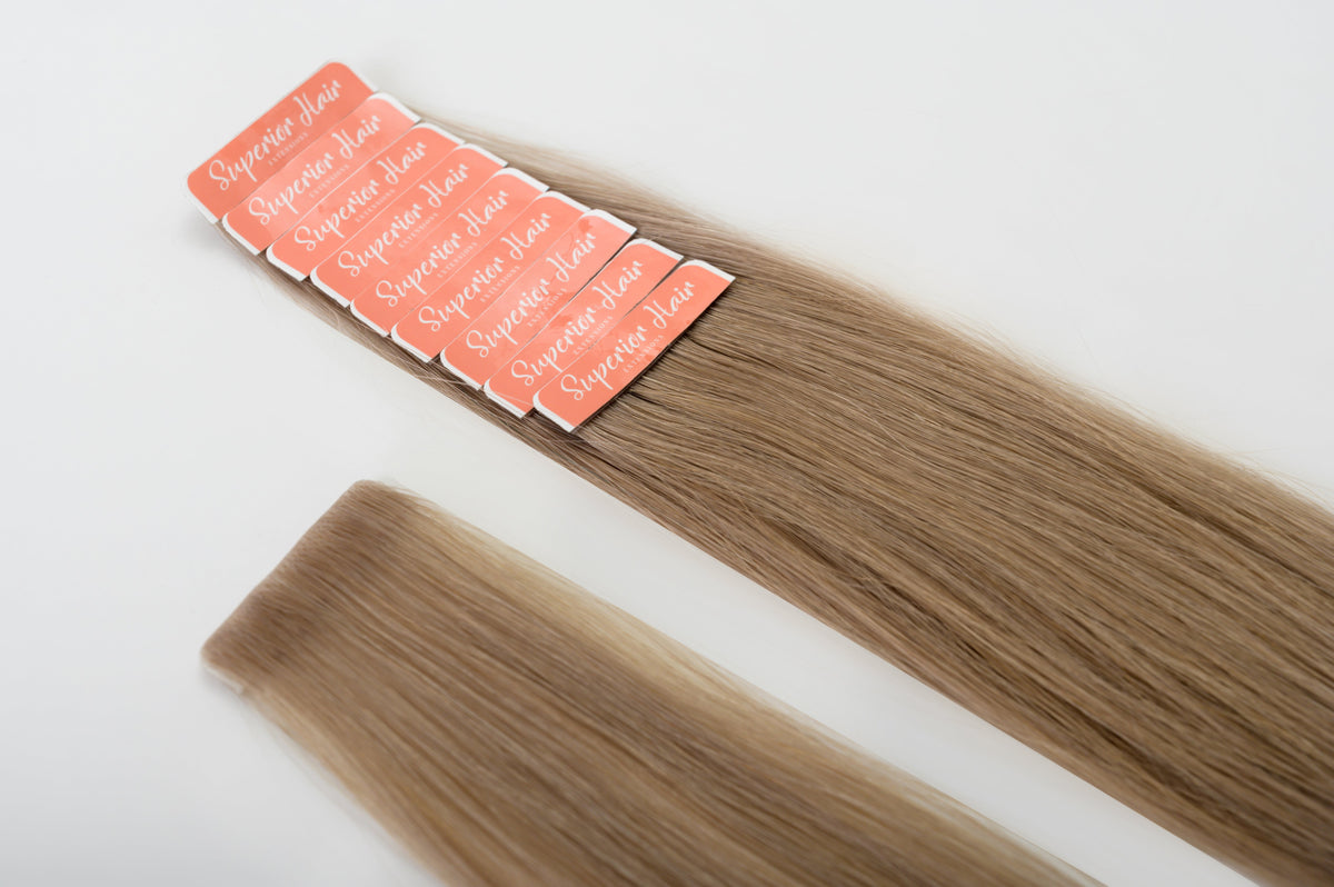 rollover-image. #16 Caramel Dark Blonde Invisi Tape Hair Extensions. Superior Hair Extensions.