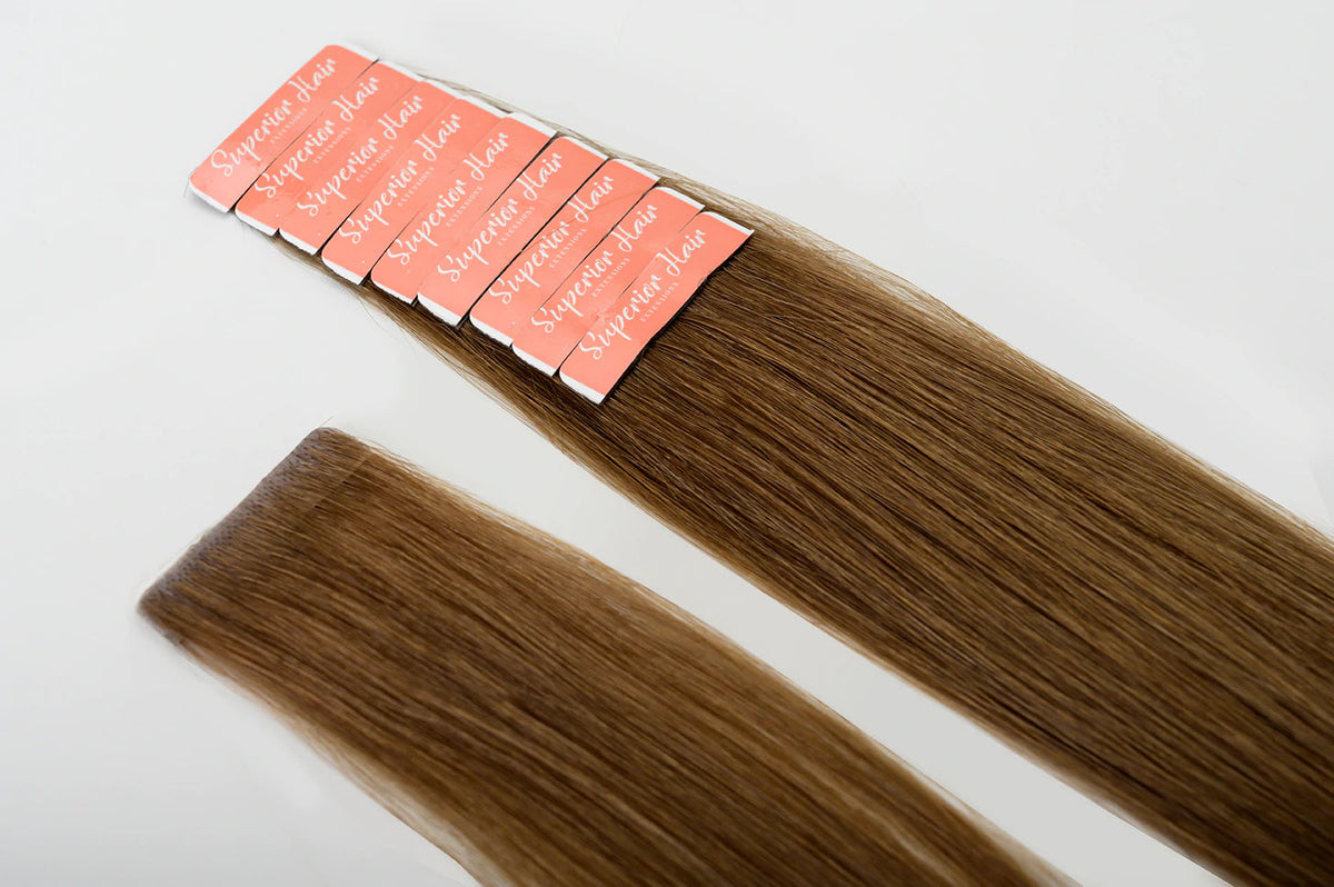 Light Brown, 12 Seamless Clip-In Hair Extensions, #6
