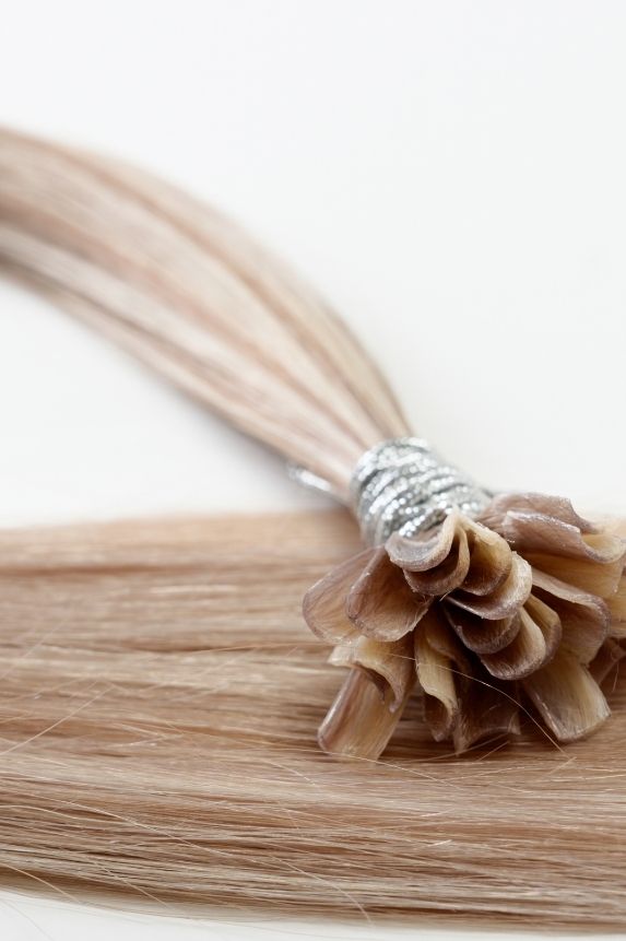 rollover-image. #18/60 Pearl Ash Blonde Highlights Pre Bonded U Tip Extensions. Superior Hair Extensions.